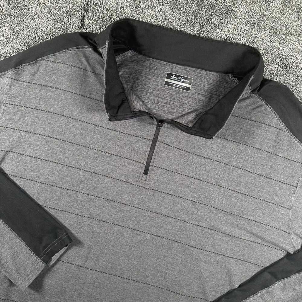 Ben Hogan Performance 1/4 Zip Pullover Mens 5XL Grey Black Striped Golf Top